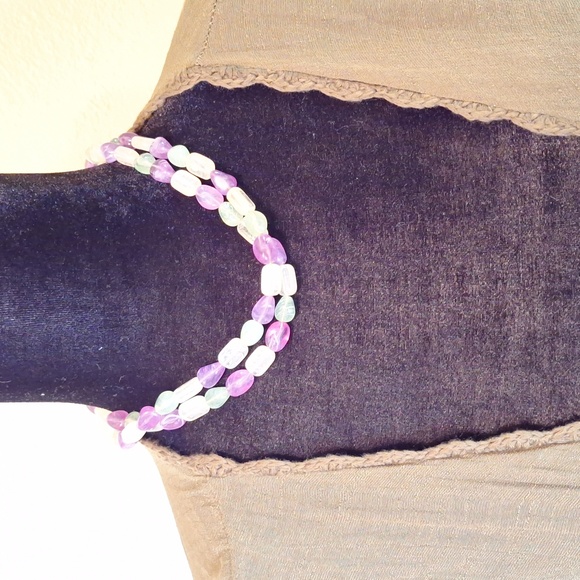 HP🏆 Fluorite Cloud Quartz Long Necklace - Picture 5 of 7